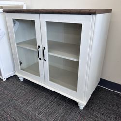 🤍 TV Stand for 43” TV – Wood Entertainment Center with Glass Door | White/Oak 🤍 Brand New & Fully Assembled