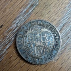 1895 Silver Shilling British Coin