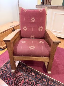 Mission Style Solid Wood with Fabric CushionsRocking Chair