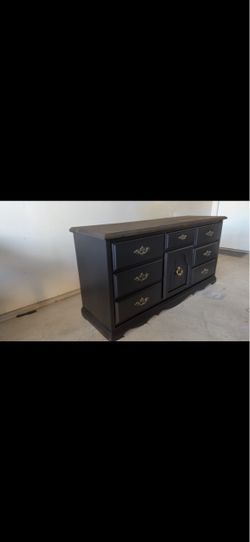Black Wood Dresser with Gold Hardware