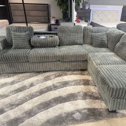 Grey Corduroy L Sectional On Huge Sale Only $799
