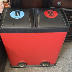 Double red trash can