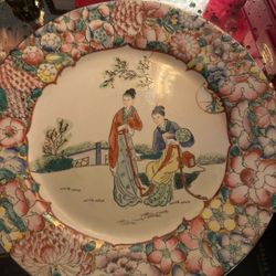 Vintage Hand-Painted Oriental Plate
