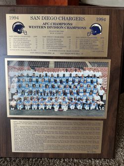 San Diego Chargers Commemorative Plaque 1994 Super Bowl
