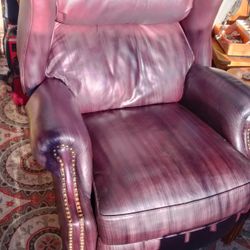 Vintage Bradington Burgundy Leather Recliner