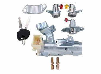Set of 5 Ignition Steering Switch with Bracket Keys Left Driver Right Passenger Side Door Lock Cylinder and Tailgate Lock