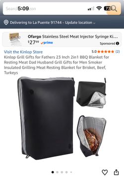 Kinlop Grill Gifts for Fathers 23 Inch 2in1 BBQ Blanket for Resting Meat Dad Husband Grill Gifts for Men Smoker Insulated Grilling Meat Resting Blanke