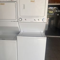 Frigidaire 27” Wide  Stack Washer And Dryer Used 