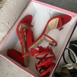 Red Heart Strap Heels