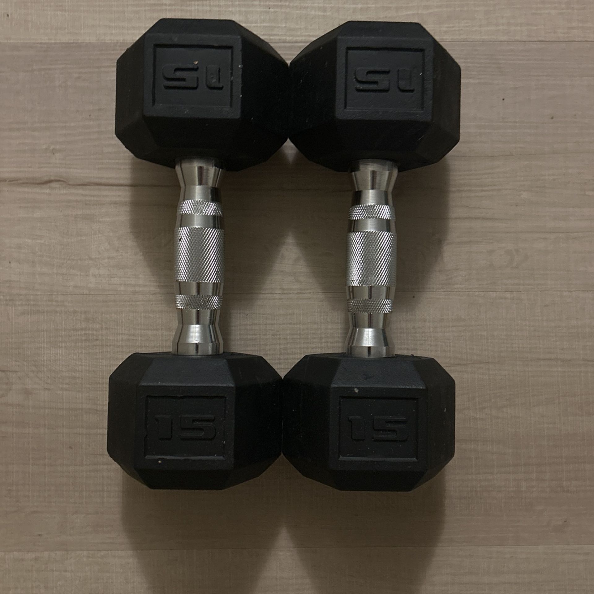 15lb Rubber Hex Dumbbell Set