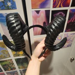 Black Ram Horns Halloween Costume Headband Acessory Headwear Gothic