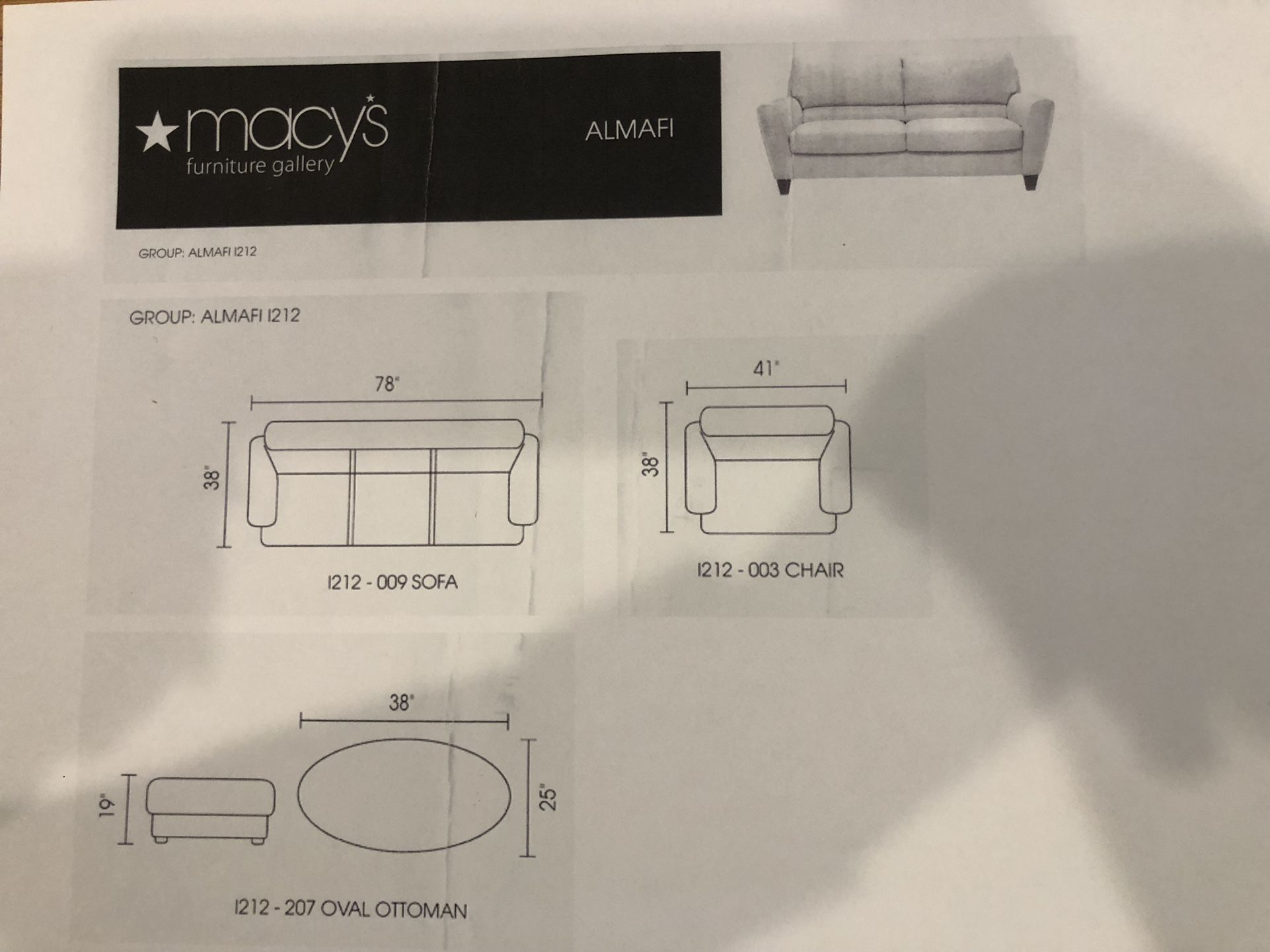 Macy*s Amalfi Leather Sofa, Chair, & Ottoman