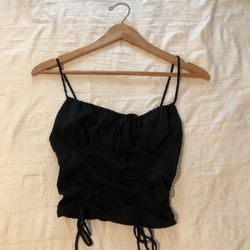 Forever 21 Black Scrunched Cropped Tank Small