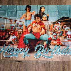 Nacho Libre  Birthday Backdrop And Balloons 