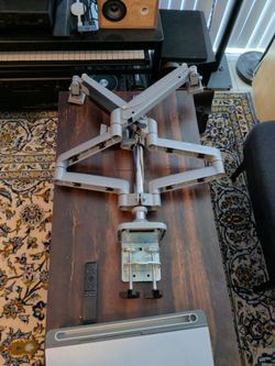 Three-arm computer monitor mount