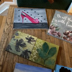 A Few Modern Painting , Different Size, Different Stiles, But Together They Look Great (NO SHIPPING)