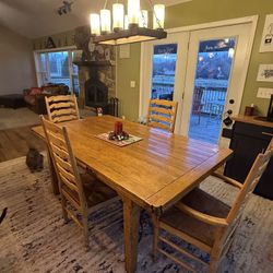 Solid Wood Farmhouse Dining Table Set w/ + Chair