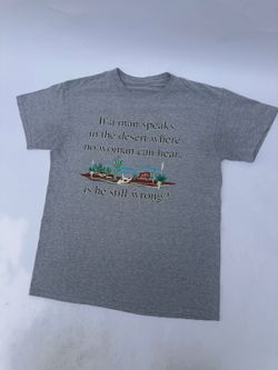 Desert Novelty Tee - Mens M, Gray, If A Man Speaks Print
