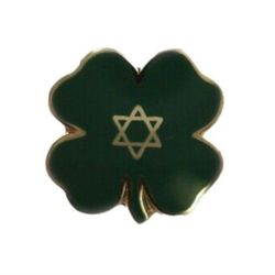 Jewish Star of David Four Leaf Clover Lapel Pin