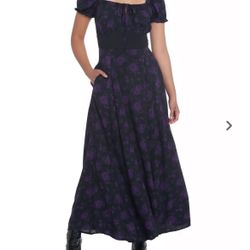 Cosmic Aura Purple Rose Maxi Dress