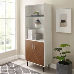 New White Tall Cabinet Hutch Bookcase Storage Cabinet