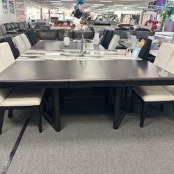 Wooden Rectangular Dining Table W/4 FREE Chairs Microfiber (brand New)