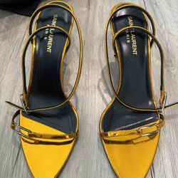 Saint Laurent Kitty 75 metallic Sandal