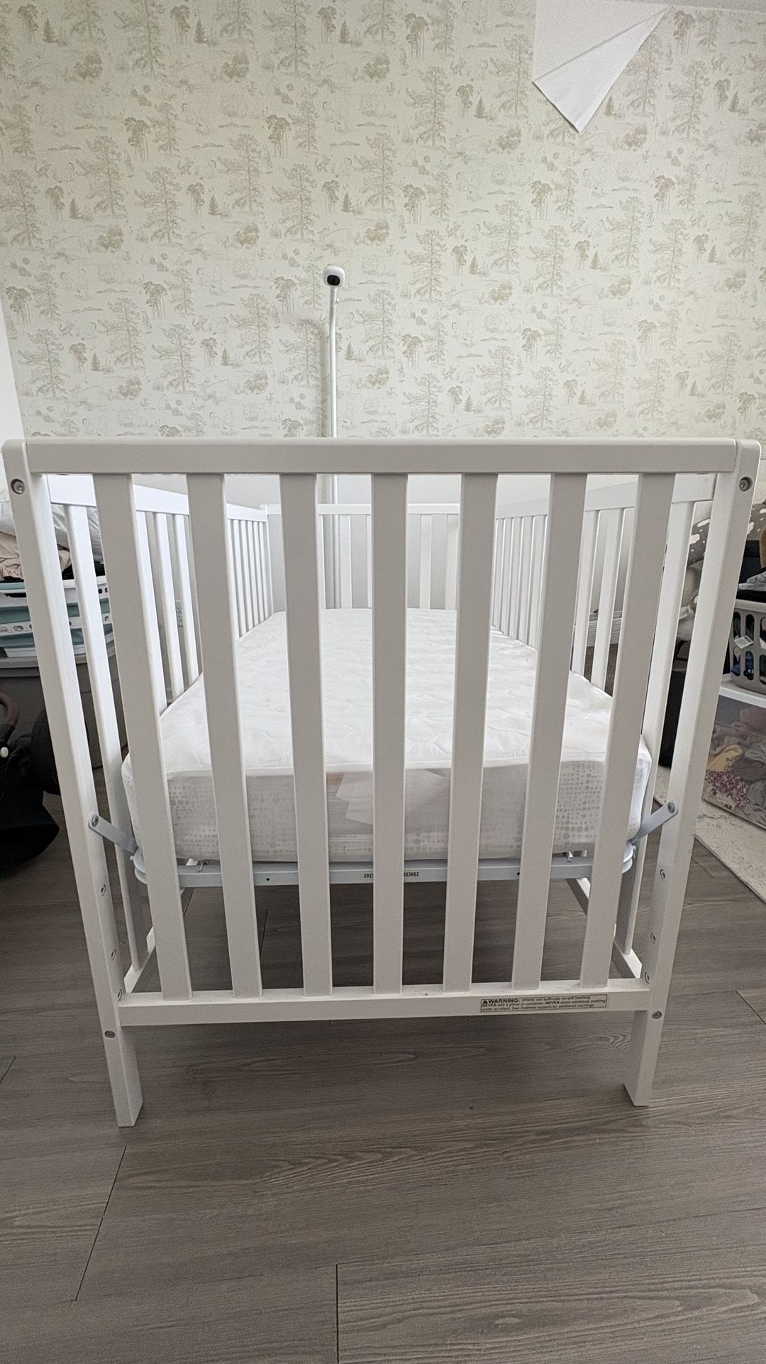 White Baby Crib & Dual Sided Mattress