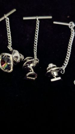 Set of four Sterling Silver Tie Tacks vintage solid 925
