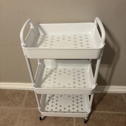 3 -Tier Rolling Utility Cart plastic 10" x 15", 28" tall White