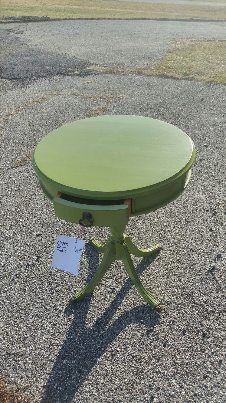 Very beautiful green drum table