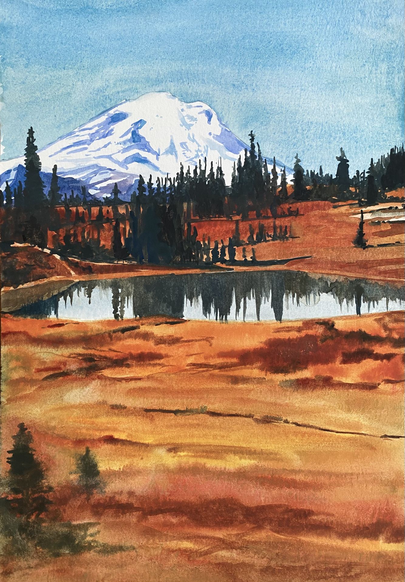 Rainier Original Watercolor By Local Artist