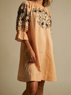 Free People Embroidered Off Shoulder Mini Dress Peach Orange NWT Size L $148