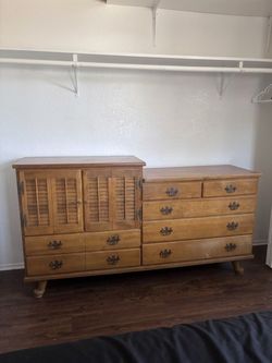 Large Wooden Dresser with Cabinet Doors