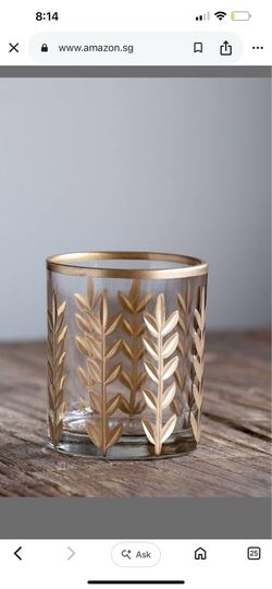 Park Hill Collection XCL00089 Golden Leaf, Glass (Votive Holders 3.5 inch Height)