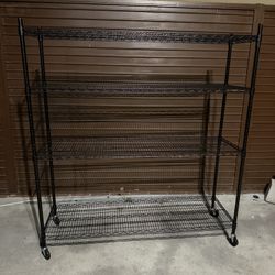 REIBII 60''W Storage Shelves 2399LBS Wire Shelving with Wheels Garage Shelving Heavy Duty Metal Shelves for Storage Rack Adjustable Shelf for Commerci