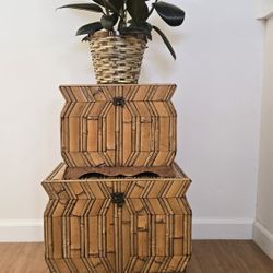 vintage bamboo chests Set