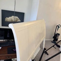   “Pottery Barn vibes” King Solid Wood Sleigh Headboard + Frame