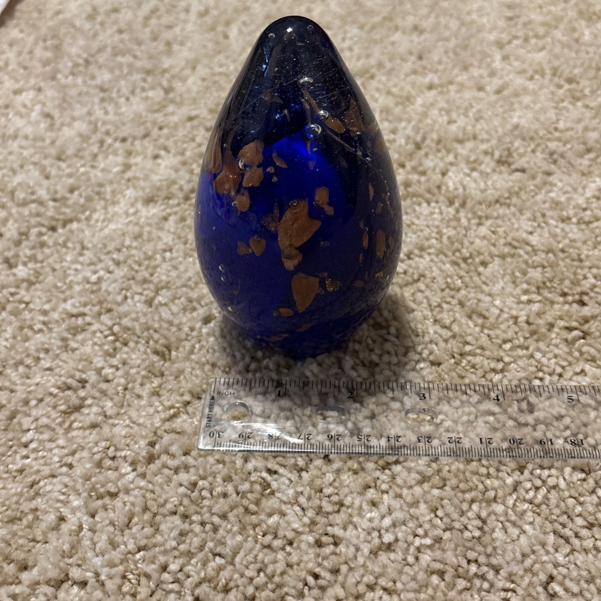 Blue with gold flakes paperweight