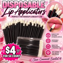 50 Pcs Disposable Lip Applicator Wands – Makeup & Lip Gloss Brushes
