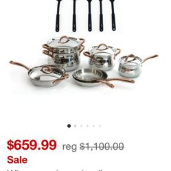 MSRP $1,100(SEE AD). NOW  $375💰💰.  BRAND NEW 16 PIECE RESTAURANT GRADE POT & PAN SET.  EXTREMELY HEAVY STAINLESS STEEL.  MSRP $1100!!!  NOW $375 🥘