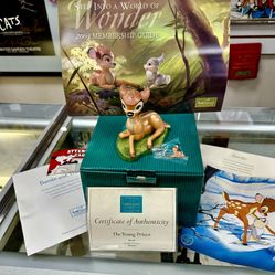 Authentic WDCC Disney Bambi The Young Prince Figurine + Pin+ Lithograph COMPLETE