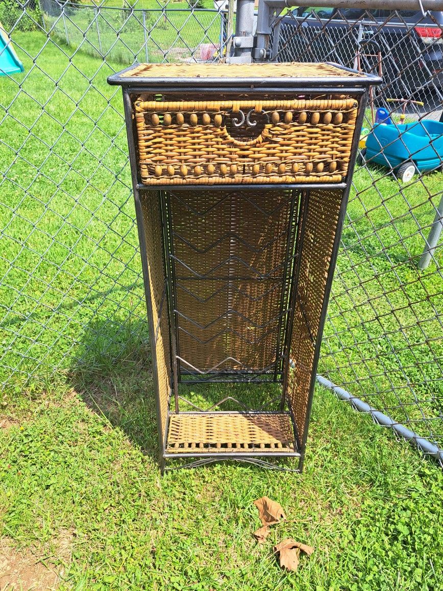 Tall Wicker Wine Cabinet