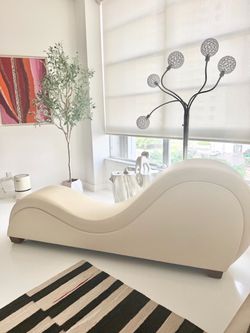 Cream Faux Leather Wave Chair