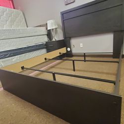 New Queen Bed Frame, Nightstand, Dresser And Mirror 