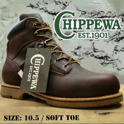 New CHIPPEWA Men's Colville 6 Inch Waterproof Soft Toe Work Boots Botas Size: 10.5