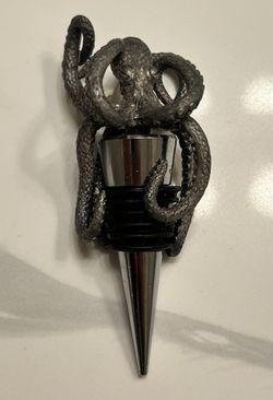 Carved Stainless Steel Octopus Bottle Stopper