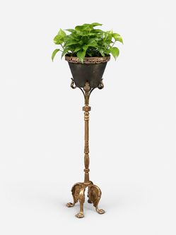 Antique Neoclassical Revival Brass & Gilt Metal Jardinière Plant Stand, c.1920's - Delivery Available