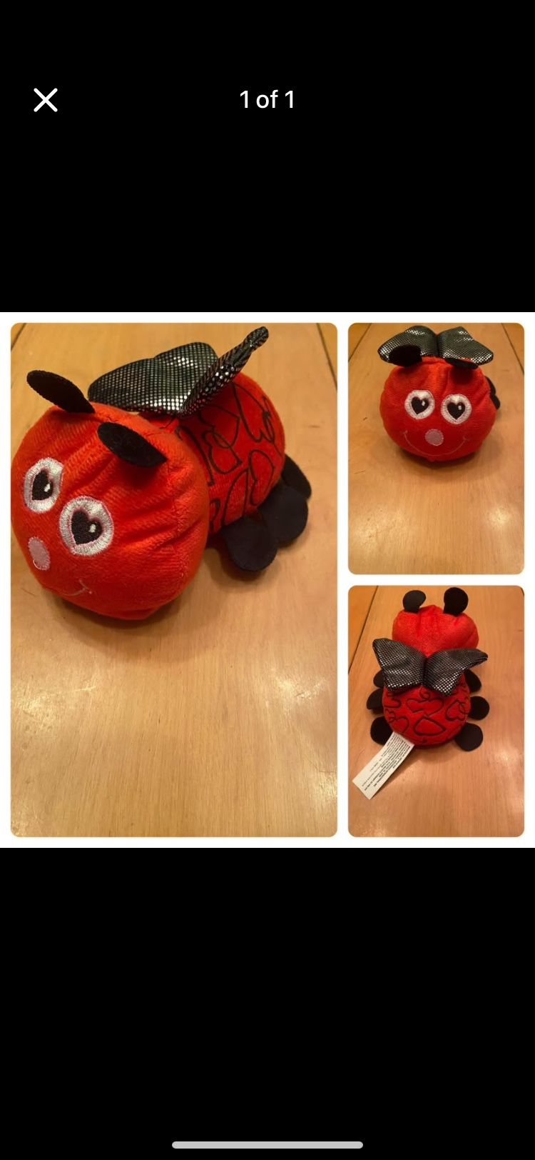 Greenbrier 6" Plush Lady Bug Red & Black Hearts Love Stuffed Animal Toy