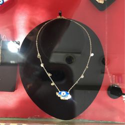 Evil Eye Necklace Plated Gold